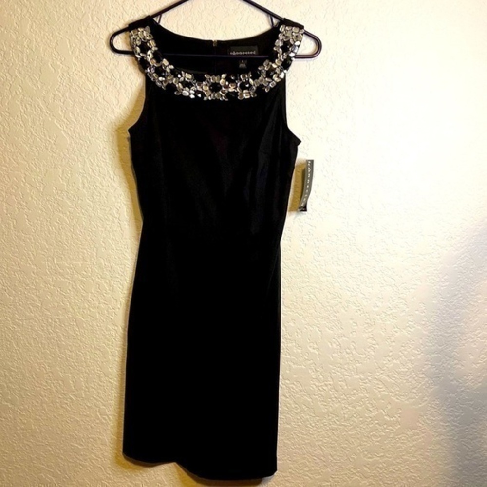 CONNECTED Apparel NWT stunning beaded tank sleeveless black dress 8